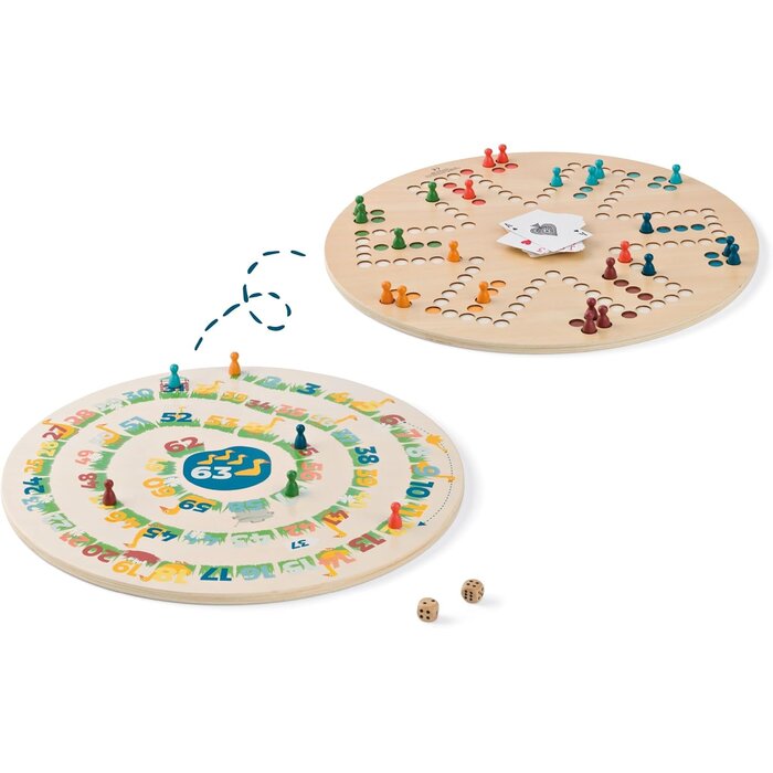 Coffret 3-en-1 Tock, Jeu de l'oie et Petits chevaux - Bois - Jusqu'à 45% de rabais