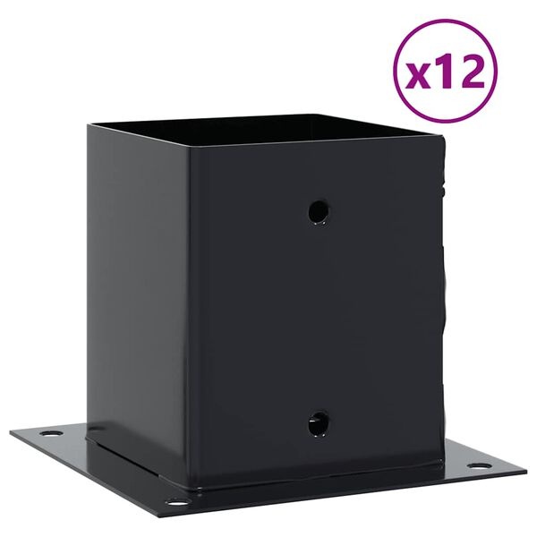 Lot de 12 Supports de Poteaux 101x101mm - Acier Anthracite - Jusqu'à -46%