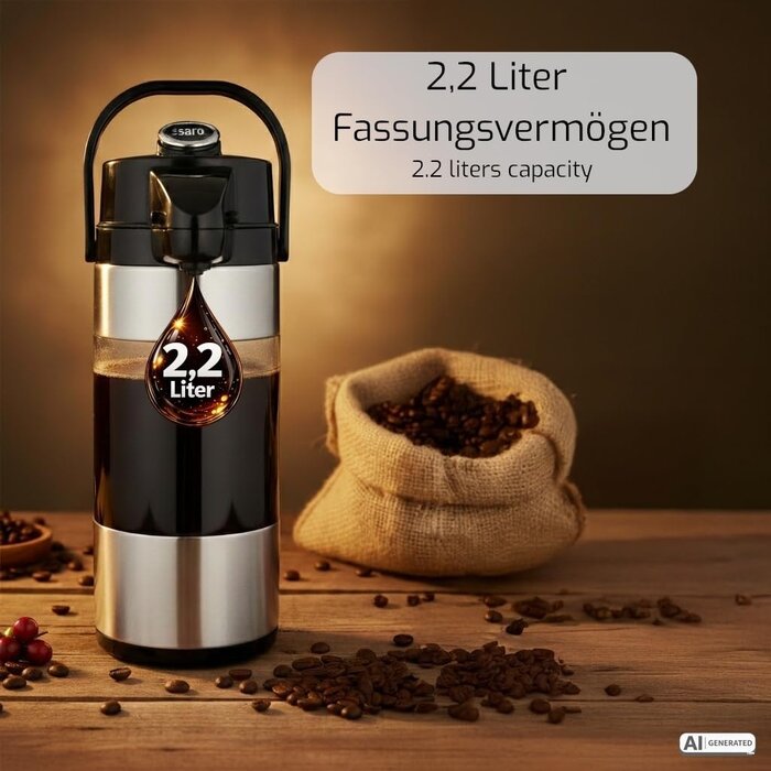 Thermos à pompe 2,2L en acier inoxydable - Jusqu'à 45% de réduction
