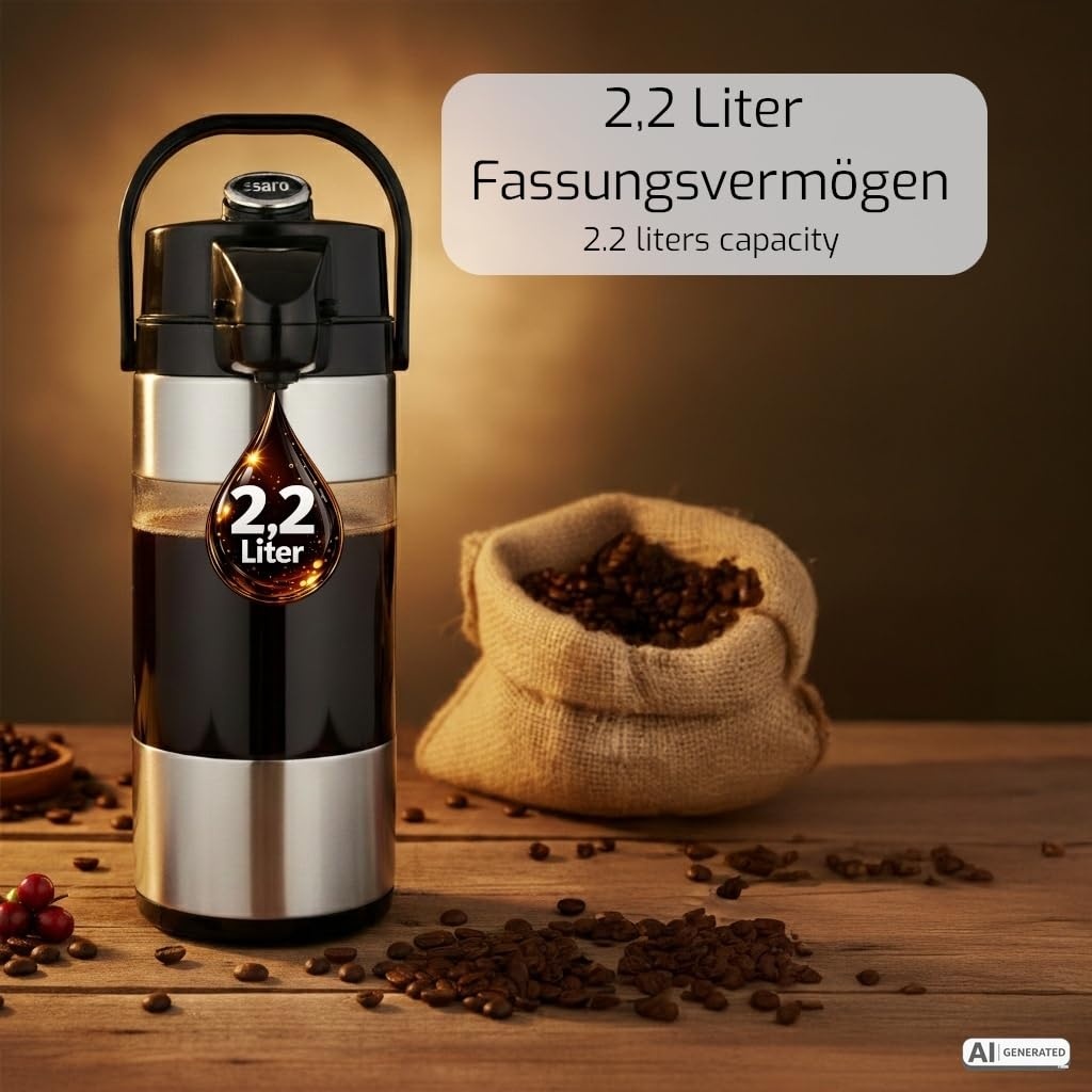 Thermos à pompe 2,2L en acier inoxydable - Jusqu'à 45% de réduction