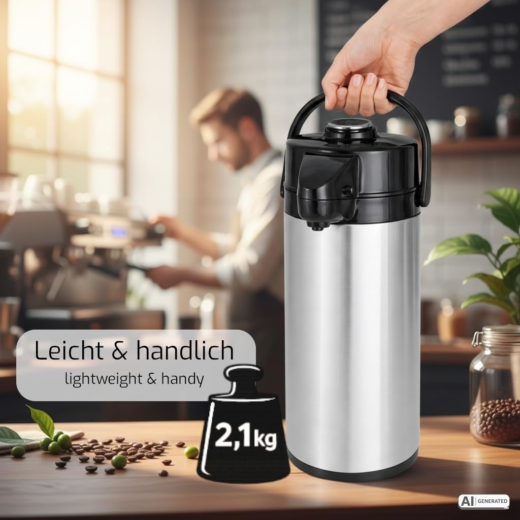 Thermos à pompe 2,2L en acier inoxydable - Jusqu'à 45% de réduction