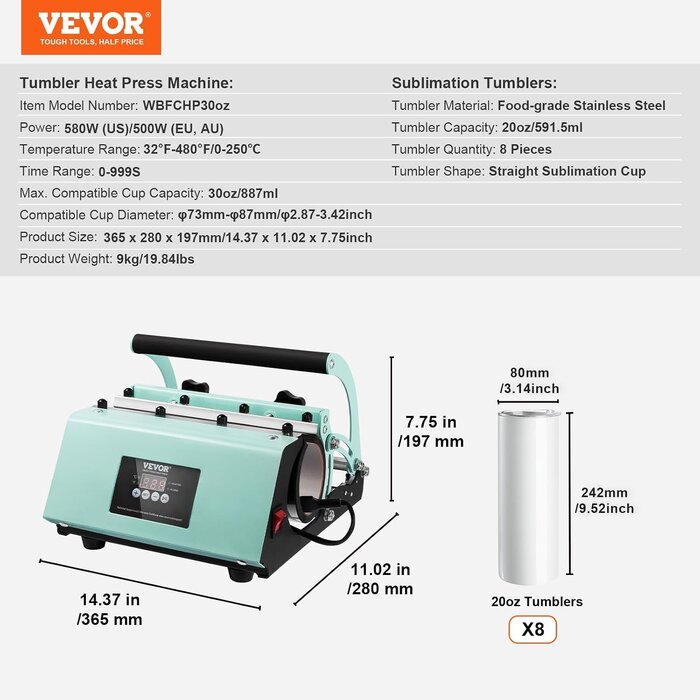 Presse à chaud pour sublimation 887 ml - Kit complet - Jusqu'à -47%