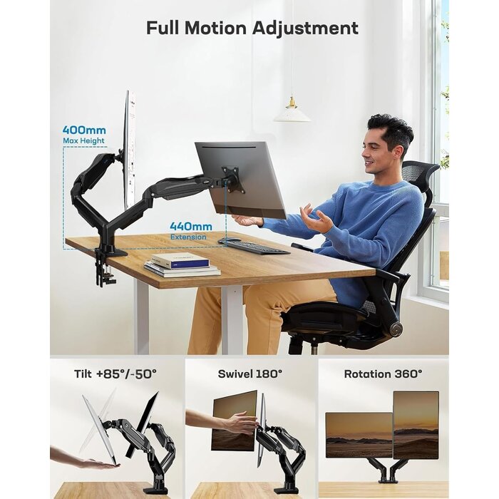 Support double moniteur réglable 13-32 pouces - Jusqu'à -42% de remise