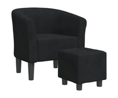 Vidaxl Fauteuil cabriolet en velours noir avec repose-pieds - Jusqu'à -52%