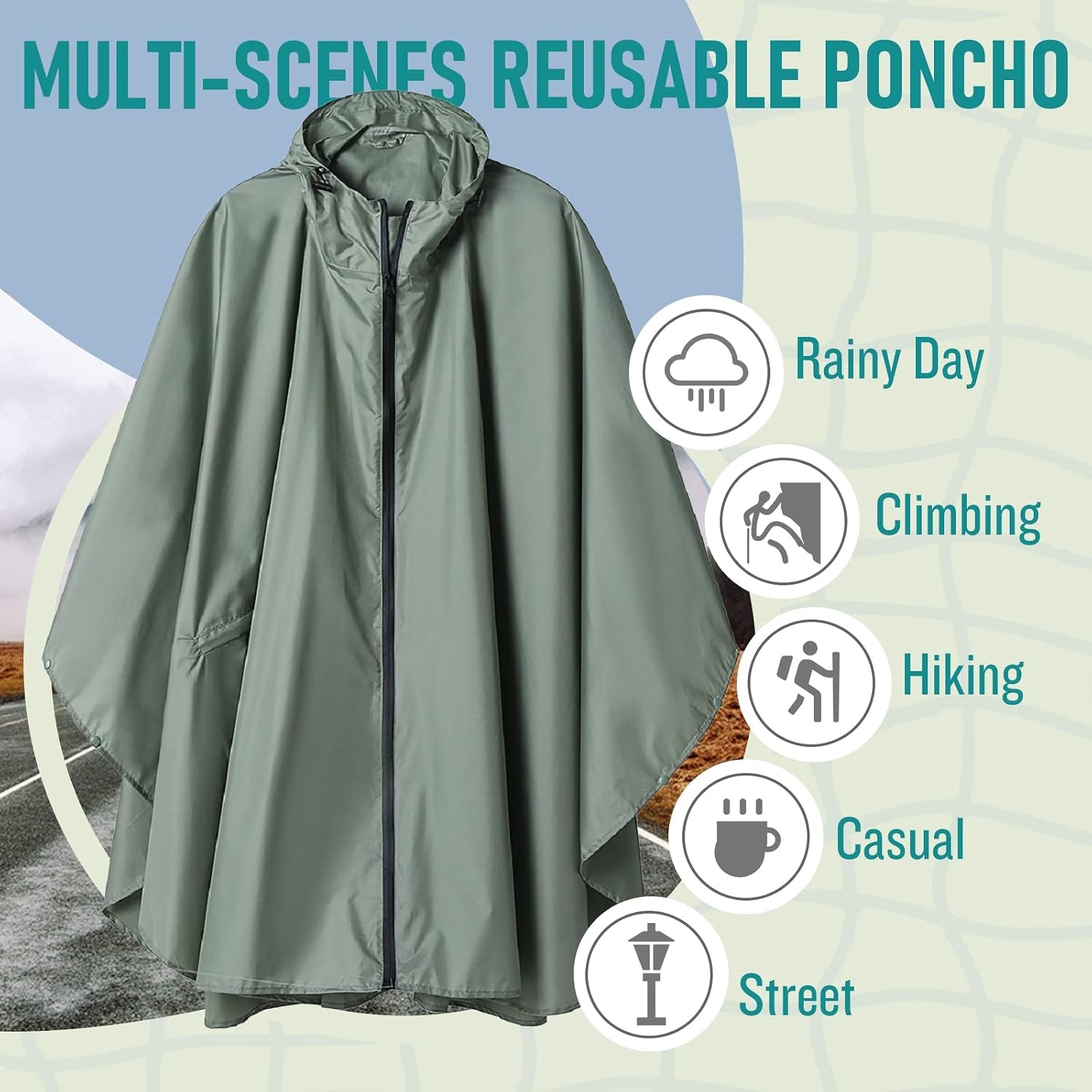 Poncho de pluie imperméable vert - Jusqu'à 69% de réduction