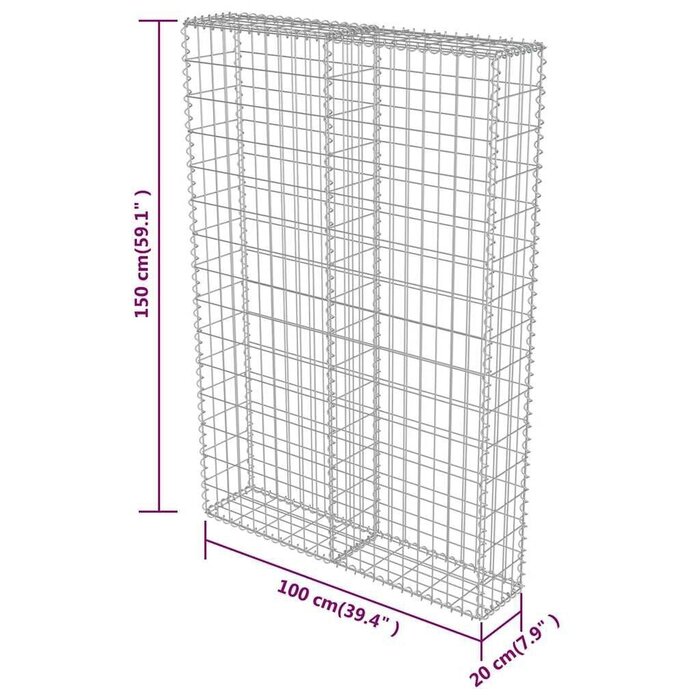 Mur gabion 100 x 20 x 150 cm en acier galvanisé - Jusqu'à -46%
