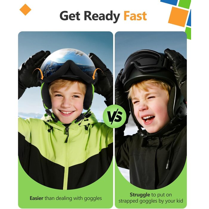 Odoland Casque de ski enfant avec visière - Noir mat - Taille XS - Jusqu'à -68%