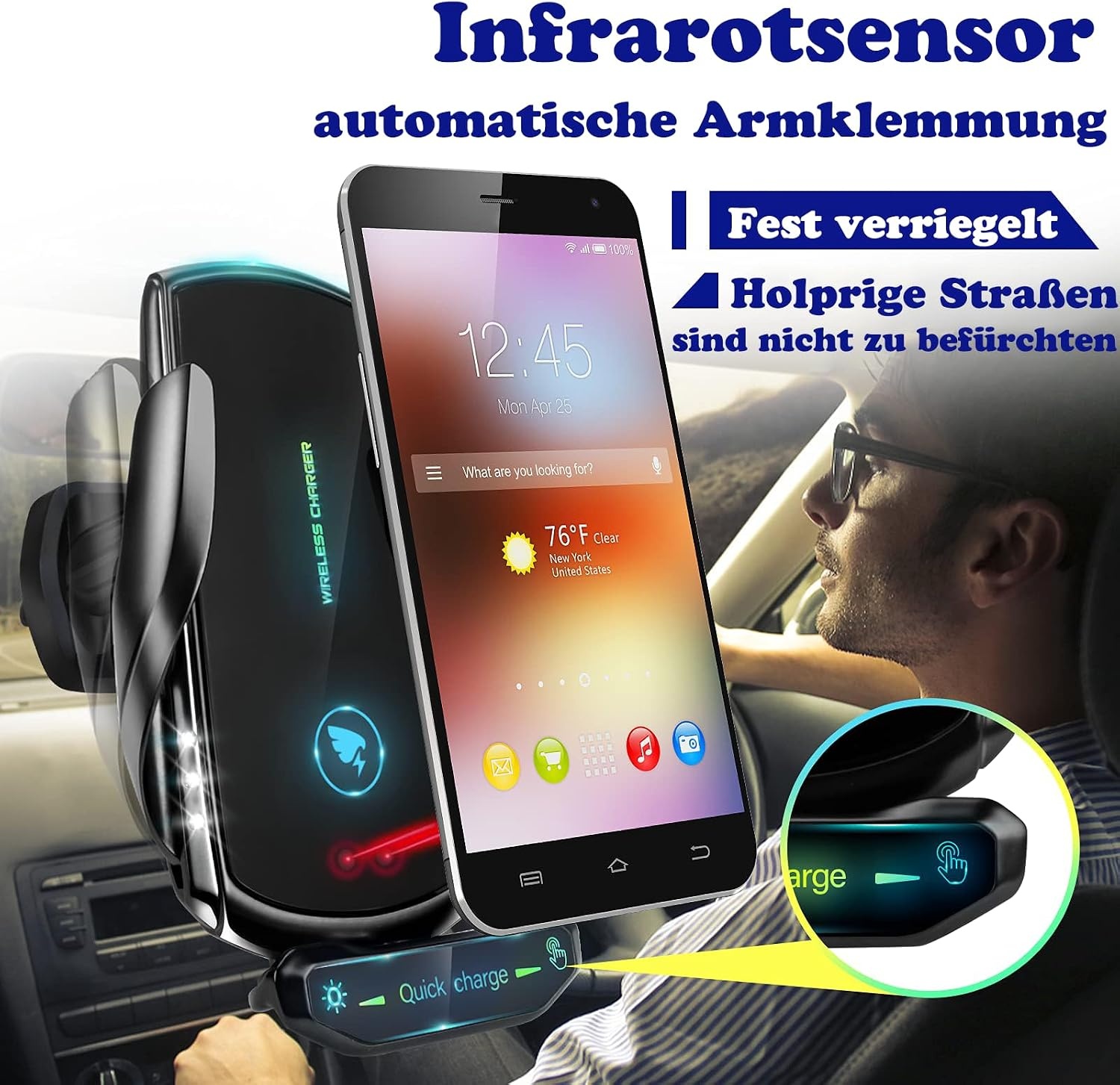 Support voiture chargeur sans fil 15W - Automatique - Jusqu'à -39%