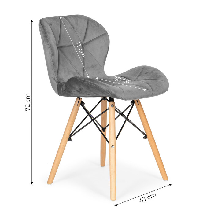 Lot de 4 chaises en velours gris - Jusqu'à -47% sur votre salle à manger
