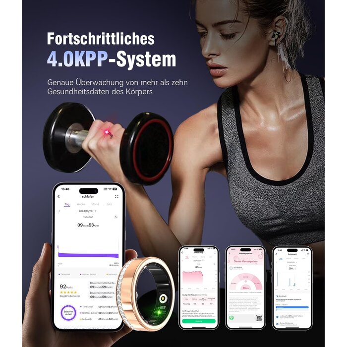 Iuhfsifs Bague Connectée Fitness Or - Jusqu'à 67% de réduction - Taille 7