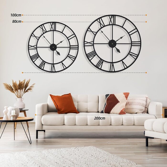 Grande horloge murale 80 cm en métal noir - jusqu'à -47% de remise