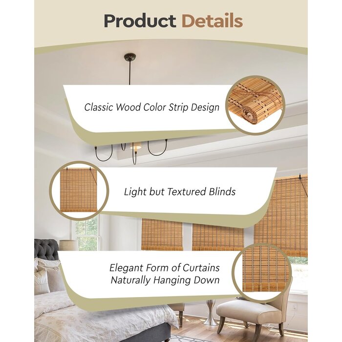 Store enrouleur en bambou 110x160 cm - Rétro et naturel - Jusqu'à -45%