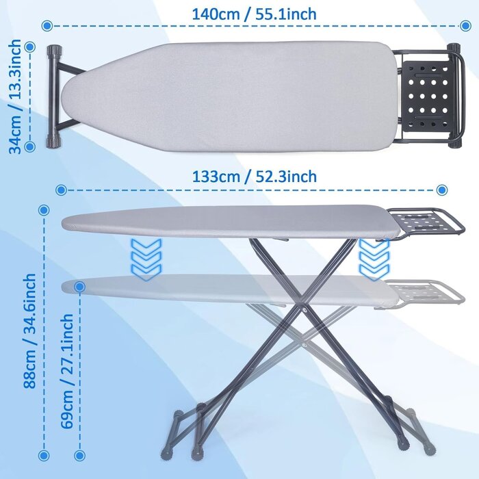 Table à repasser ergonomique - 120 x 38 cm - Jusqu'à -41%