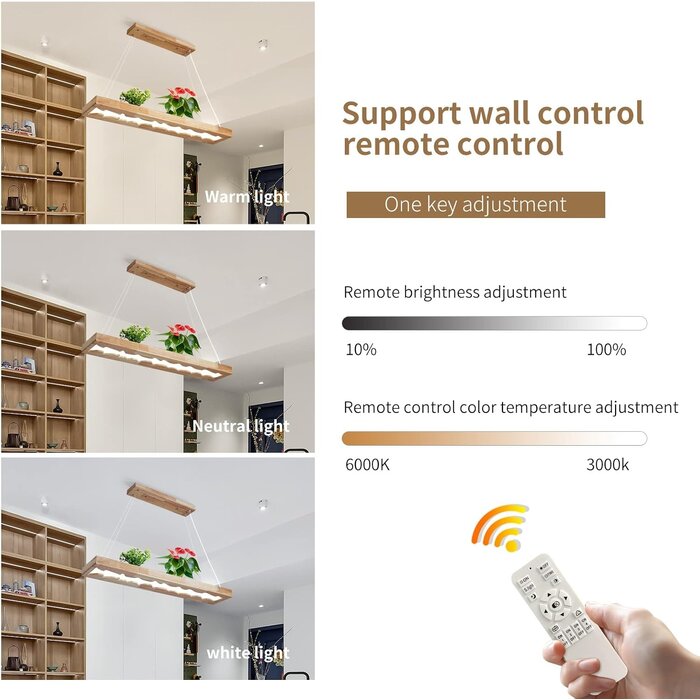 Suspension bois 100 cm LED dimmable - Jusqu'à 47% de réduction