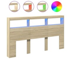 Tête de lit avec rangement et LED - Chêne Sonoma - Jusqu'à 46% de remise