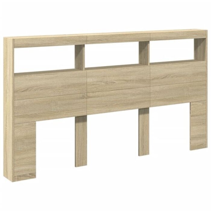Tête de lit avec rangement et LED - Chêne Sonoma - Jusqu'à 46% de remise