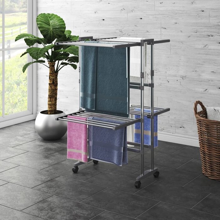 Étendoir à linge 2 niveaux sur roulettes - Jusqu'à 46% de réduction