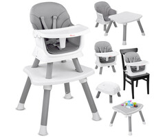 Chaise haute bébé 6-en-1 évolutive - Gris et Blanc - Jusqu'à -51%