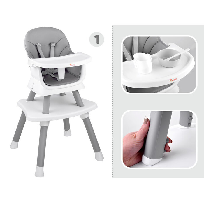 Chaise haute bébé 6-en-1 évolutive - Gris et Blanc - Jusqu'à -51%