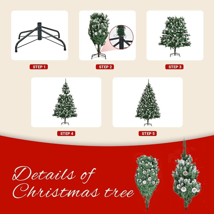 Sapin de Noël 120 cm effet neige et pommes de pin - Jusqu'à -44% outlet