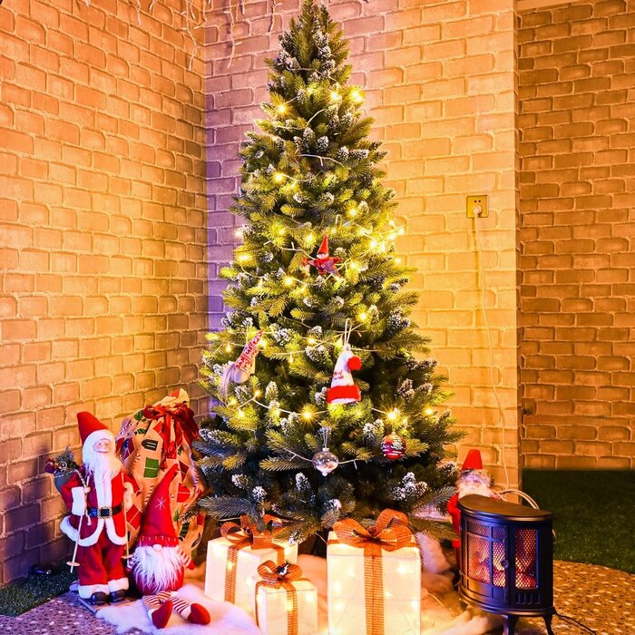 Sapin de Noël 120 cm effet neige et pommes de pin - Jusqu'à -44% outlet