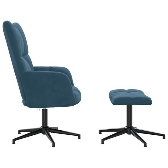 Fauteuil relax en velours bleu avec repose-pieds - Jusqu'à -46% outlet