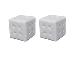 Lot de 2 poufs carrés blancs similicuir - Jusqu'à 46% de réduction