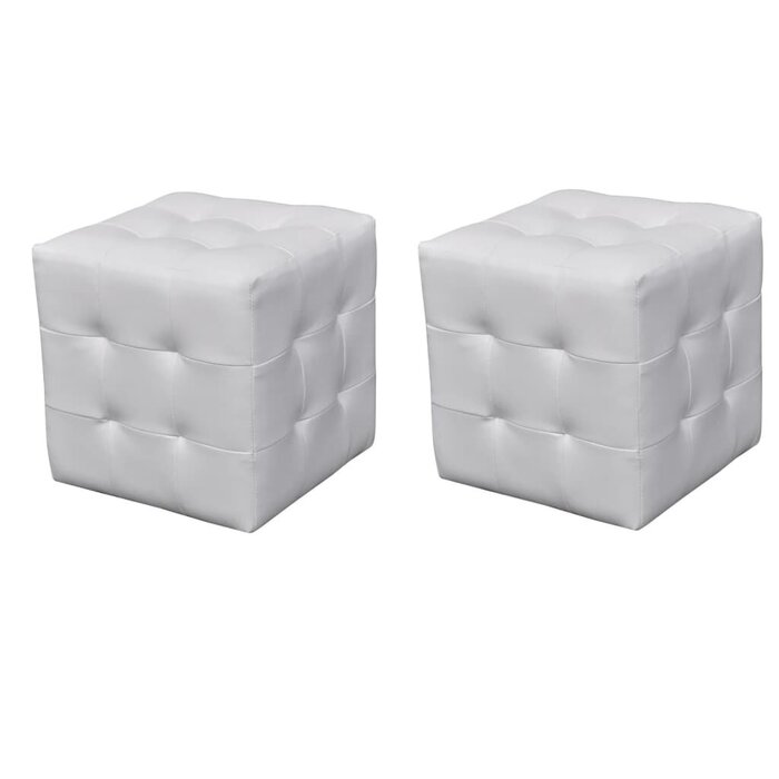 Lot de 2 poufs carrés blancs similicuir - Jusqu'à 46% de réduction
