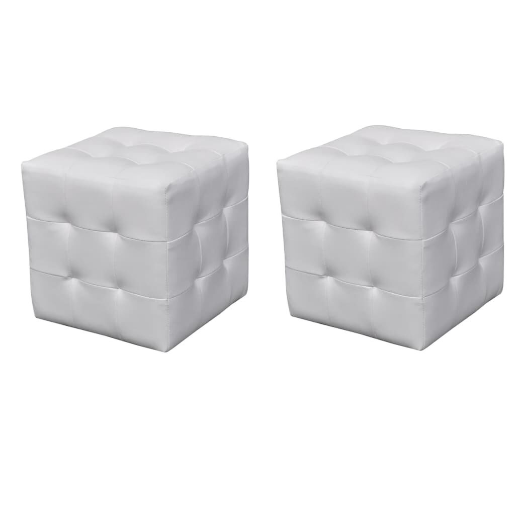 Lot de 2 poufs carrés blancs similicuir - Jusqu'à 46% de réduction