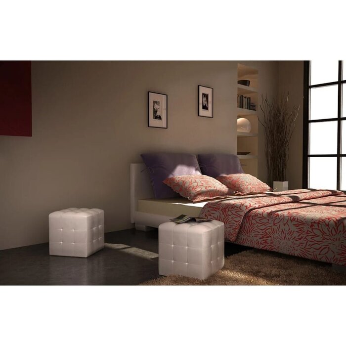 Lot de 2 poufs carrés blancs similicuir - Jusqu'à 46% de réduction