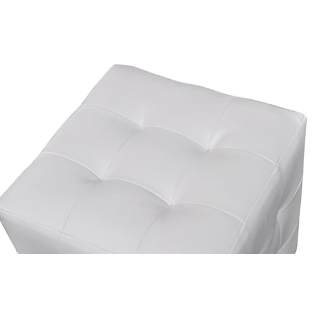 Lot de 2 poufs carrés blancs similicuir - Jusqu'à 46% de réduction