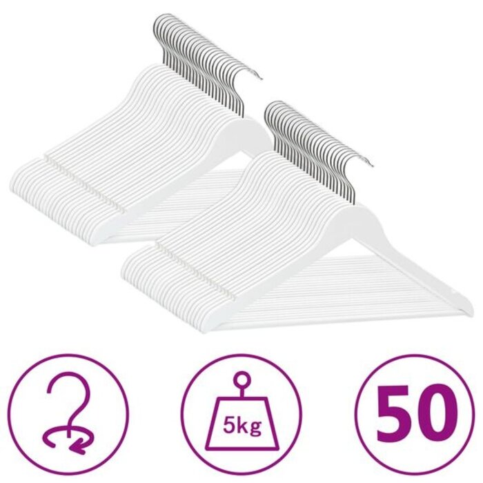 Lot de 50 cintres en bois blanc - Jusqu'à 45% de remise