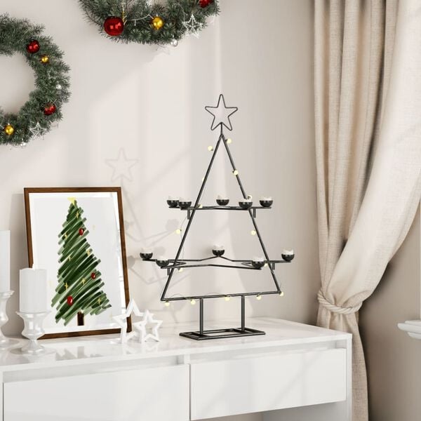 Vidaxl Sapin de Noël décoratif en métal noir 75 cm - Jusqu'à -74% sur l'outlet