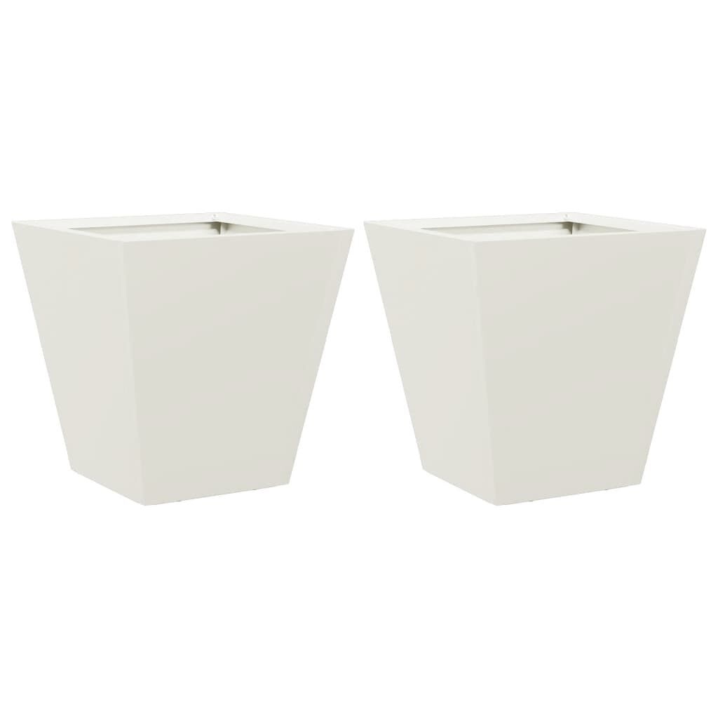 Vidaxl Lot de 2 jardinières carrées en acier blanc 30 cm - Jusqu'à -68%