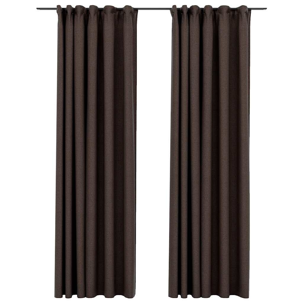 Rideaux occultants aspect lin taupe 140x245 cm - Lot de 2 - Jusqu'à -39%