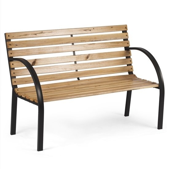 Banc de jardin classique en peuplier et acier - Jusqu'à -30% sur l'outlet