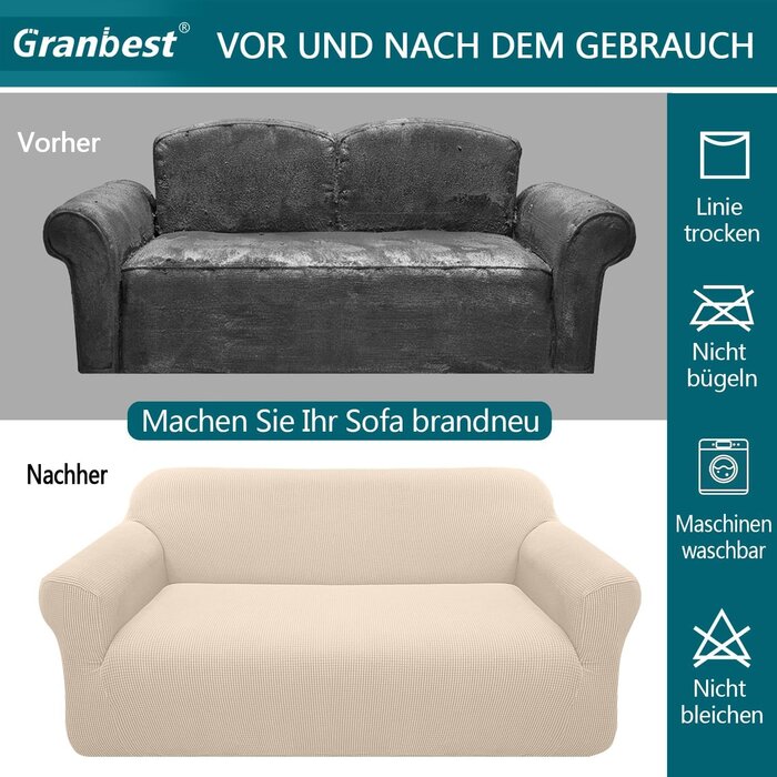 Housse de canapé 3 places extensible beige - Jusqu'à 35% de remise