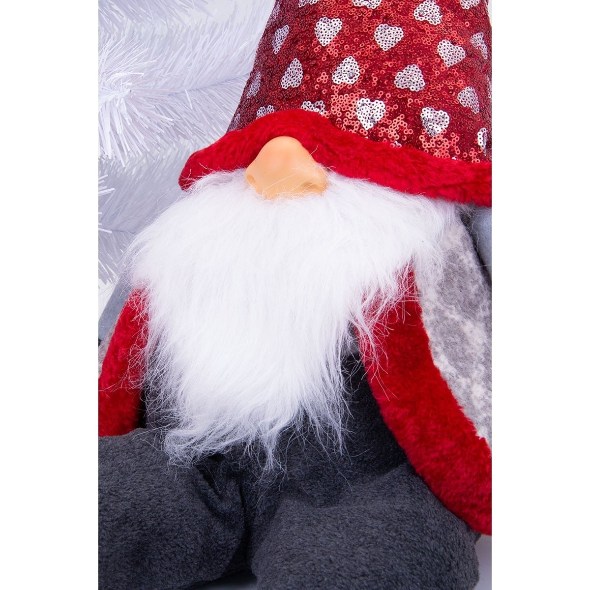 Lutin de Noël assis 92 cm - Décoration pailletée - Jusqu'à -55%