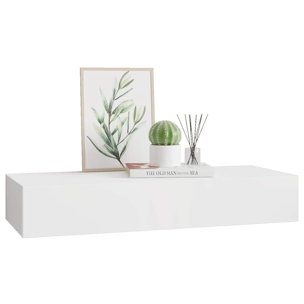 Étagère murale avec tiroir 60 cm - Blanc - Jusqu'à -39%