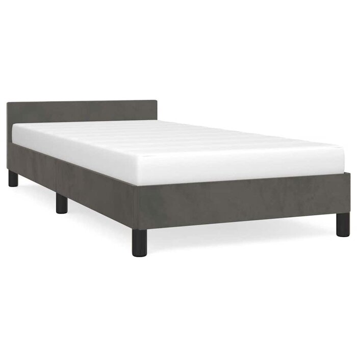 Lit velours gris 100x200 cm - Jusqu'à -40% sur le coin outlet