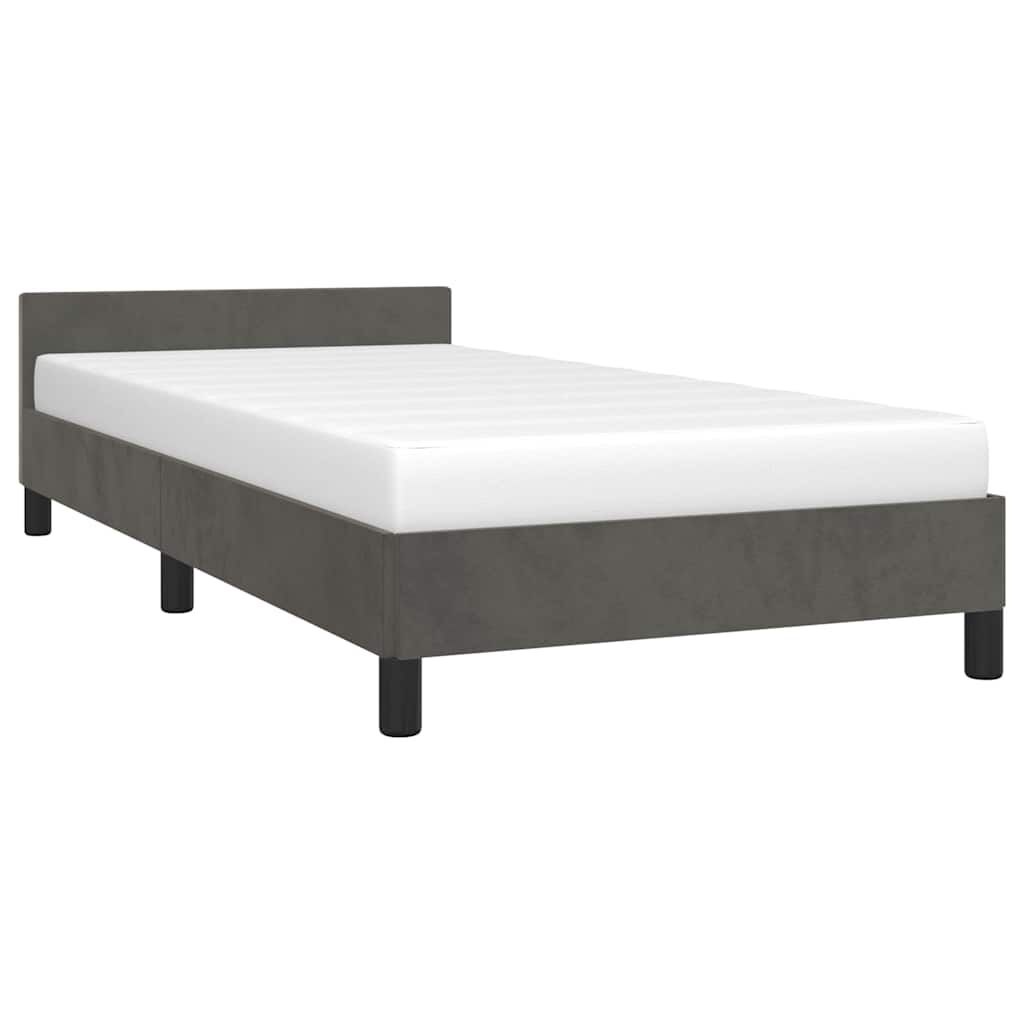 Lit velours gris 100x200 cm - Jusqu'à -40% sur le coin outlet