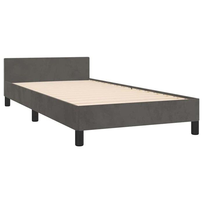 Lit velours gris 100x200 cm - Jusqu'à -40% sur le coin outlet