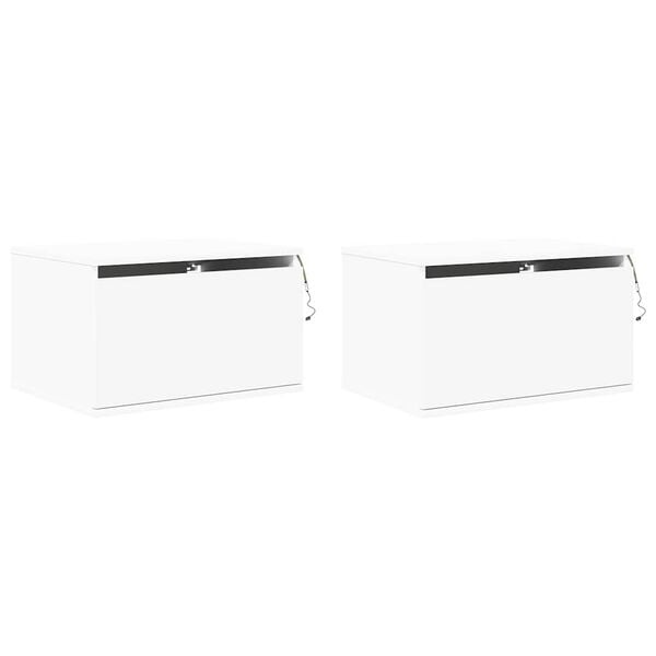 Lot de 2 tables de chevet murales LED - Blanc - Jusqu'à -40%