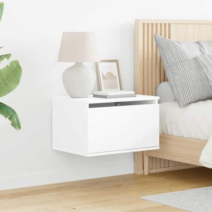 Lot de 2 tables de chevet murales LED - Blanc - Jusqu'à -40%