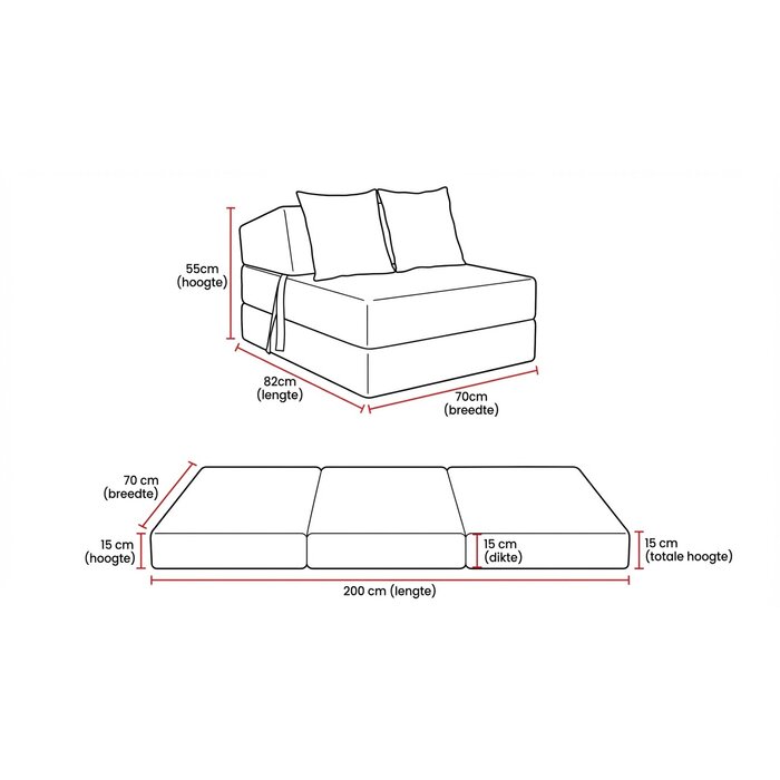 Matelas pliable 200x70x15 cm bleu marine - Jusqu'à -32% sur notre gamme outlet