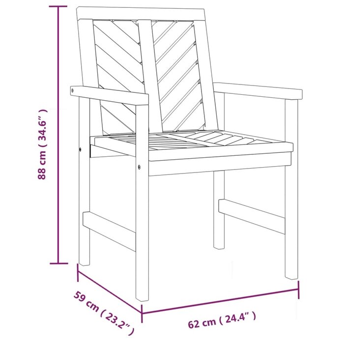 Lot de 3 Chaises de Jardin en Acacia Massif - Jusqu'à -41%