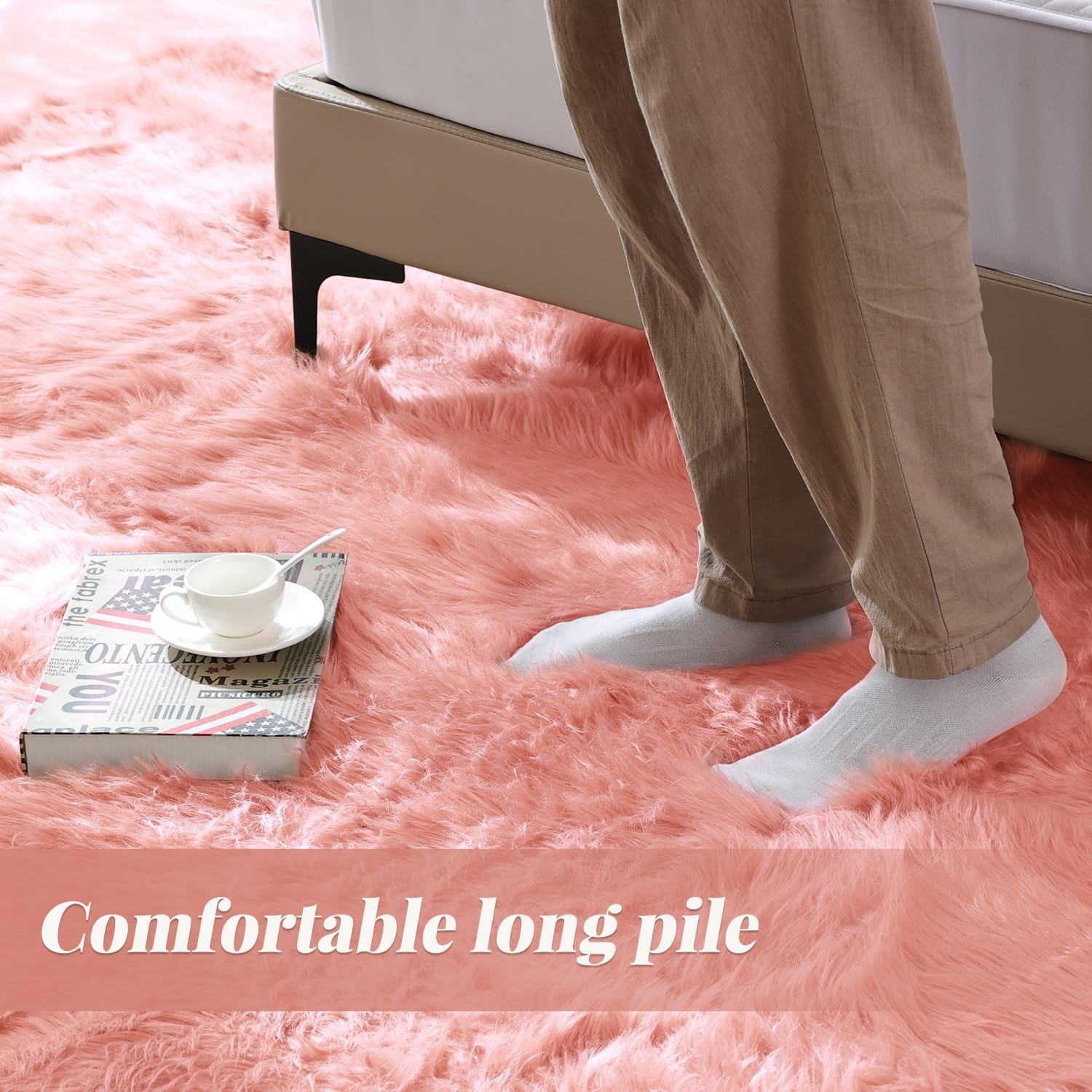 Tapis Shaggy Rose 60x180 cm - Doux et lavable - Jusqu'à 39% de remise