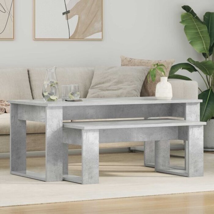 Ensemble 2 tables basses aspect béton gris - Jusqu'à -39%