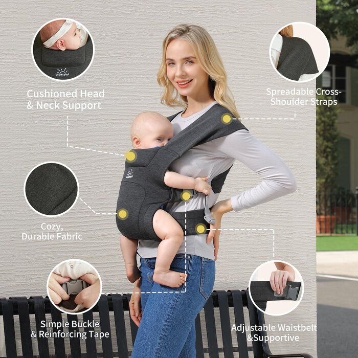 Porte-bébé ergonomique - Position en M - Gris - Jusqu'à -39% de réduction