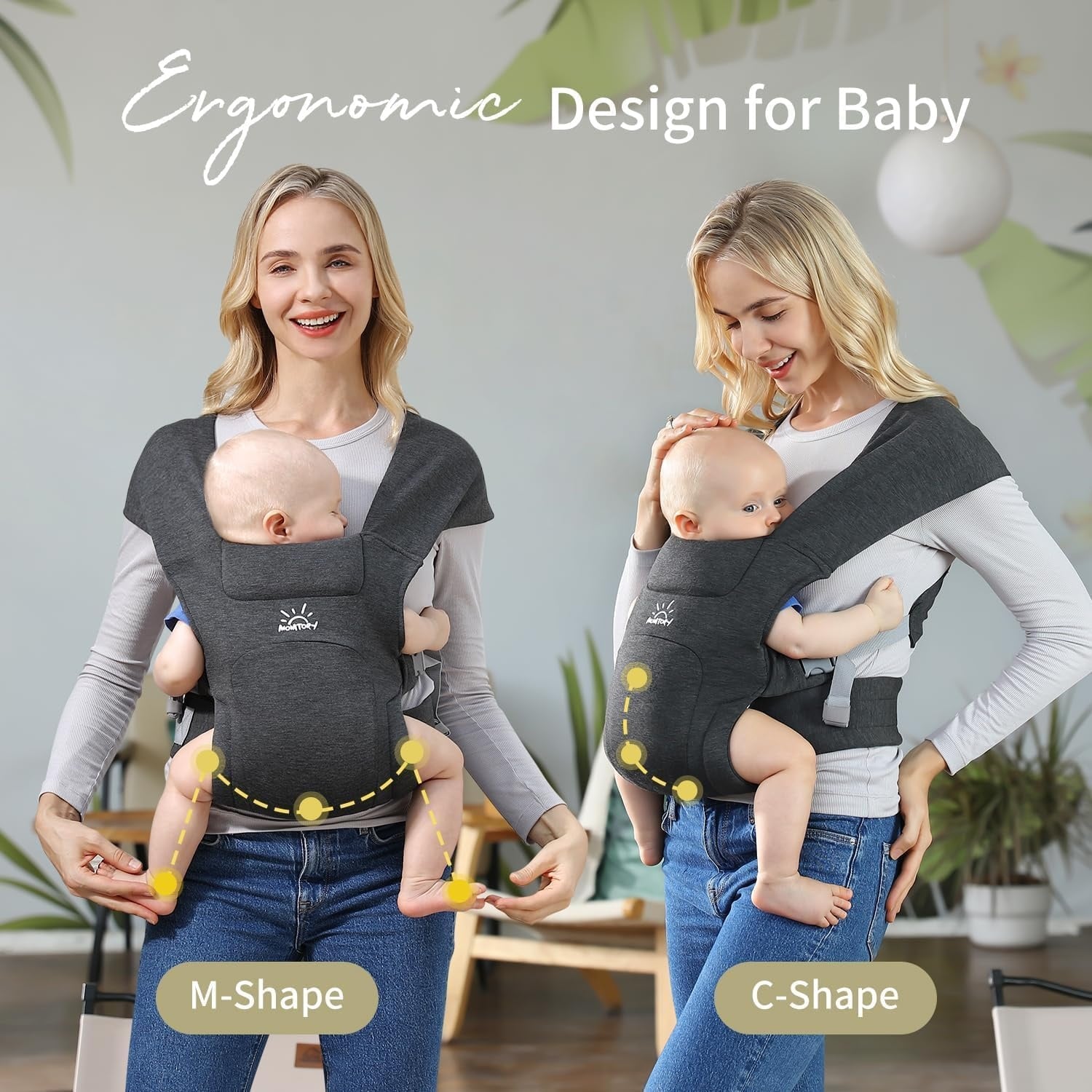 Porte-bébé ergonomique - Position en M - Gris - Jusqu'à -39% de réduction